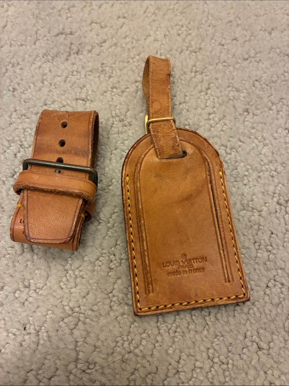 Vintage Louis Vuitton Vachetta Leather Luggage Tag & Poignet Set👝LV2